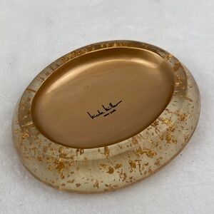 Nicole Miller Gold and Clear Oval Lucite Jewelry/ Soap Dish 5”